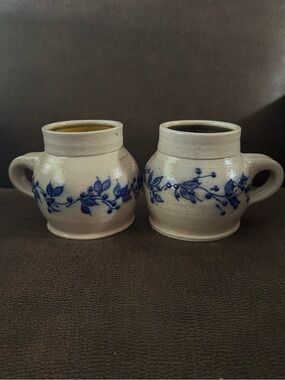 Salmon Falls Pottery Blueberry Vine Cider Stoneware Dining Mugs - Set of 2